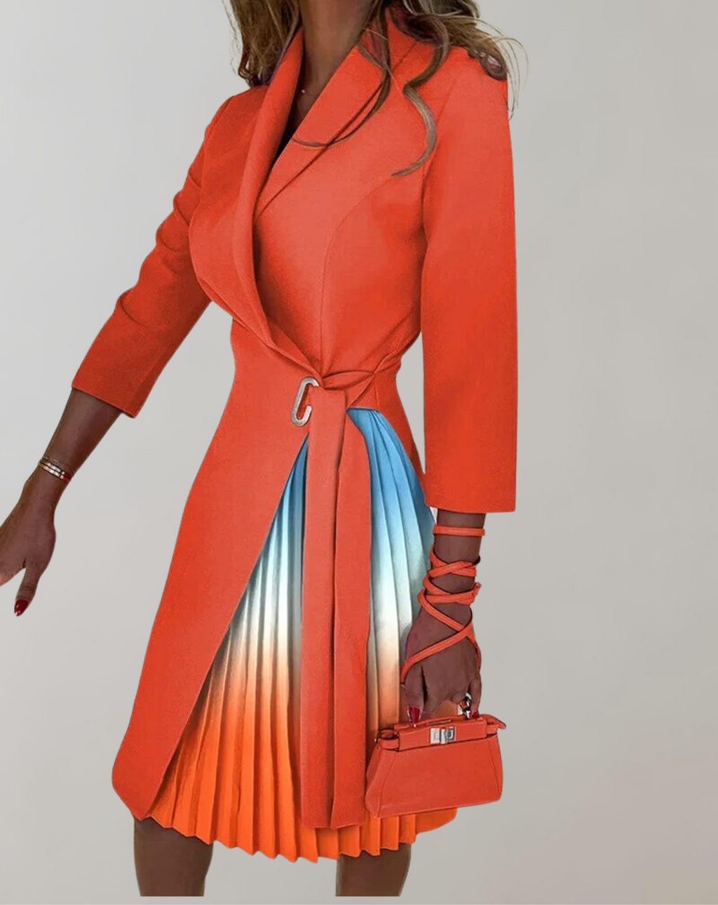 GR - Women's dress, printed, notched