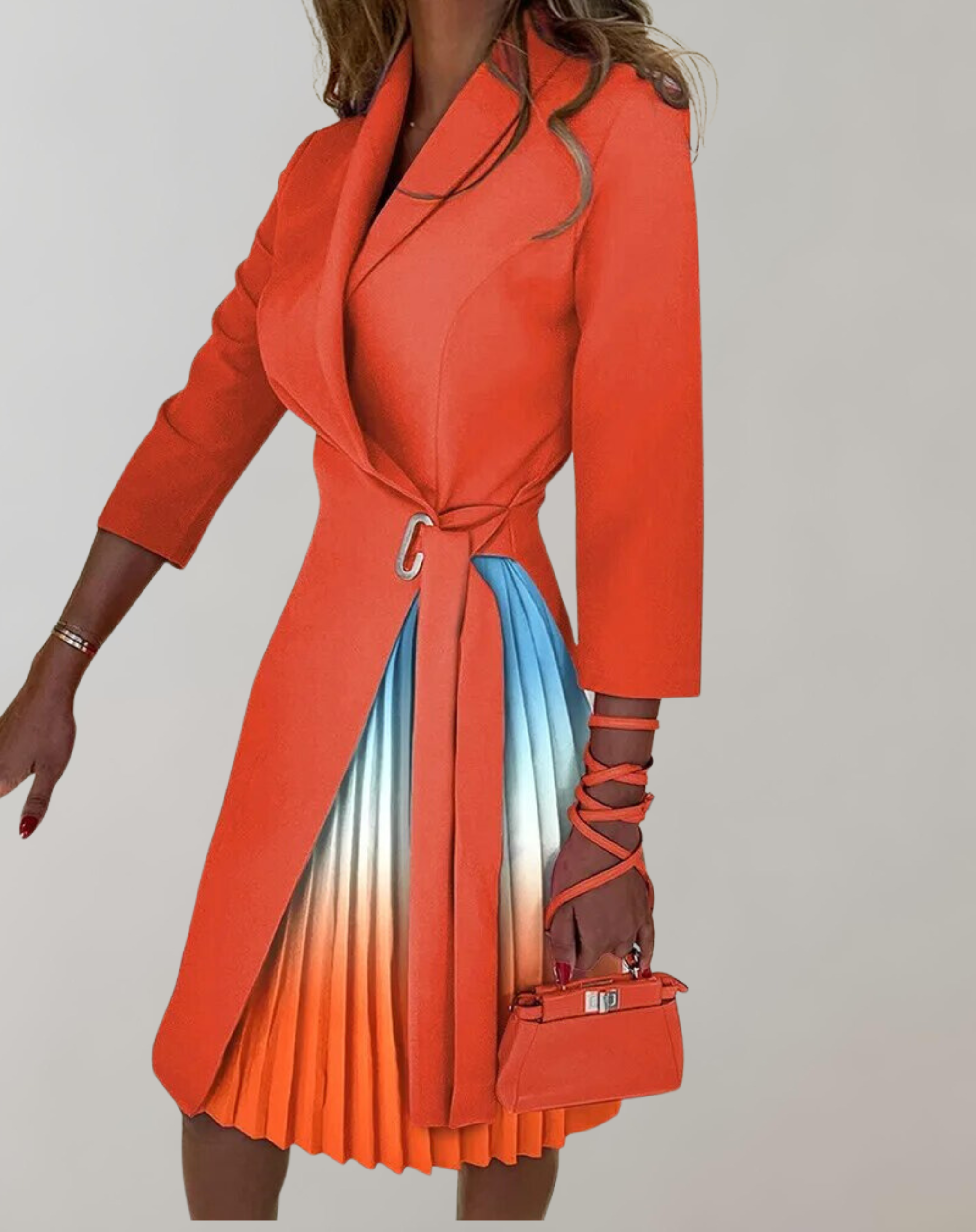 GR - Women's dress, printed, notched
