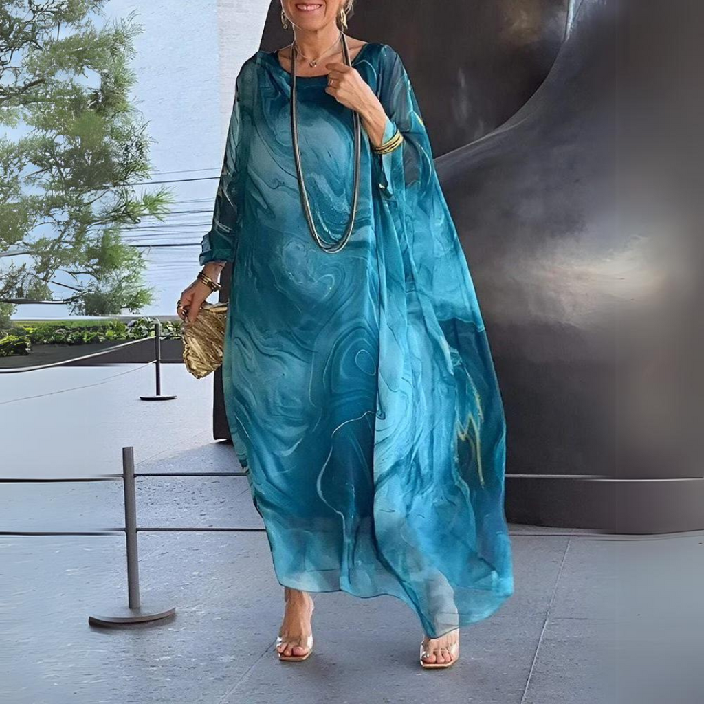 GR | Kaftan Dress Flowing Lightweight Fabric Elegant Loose Fit Wide Sleeves