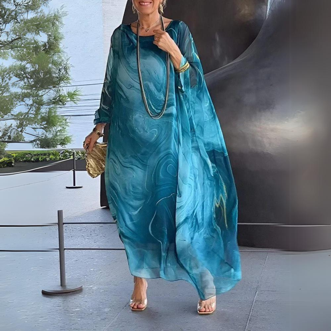 GR | Kaftan Dress Flowing Lightweight Fabric Elegant Loose Fit Wide Sleeves