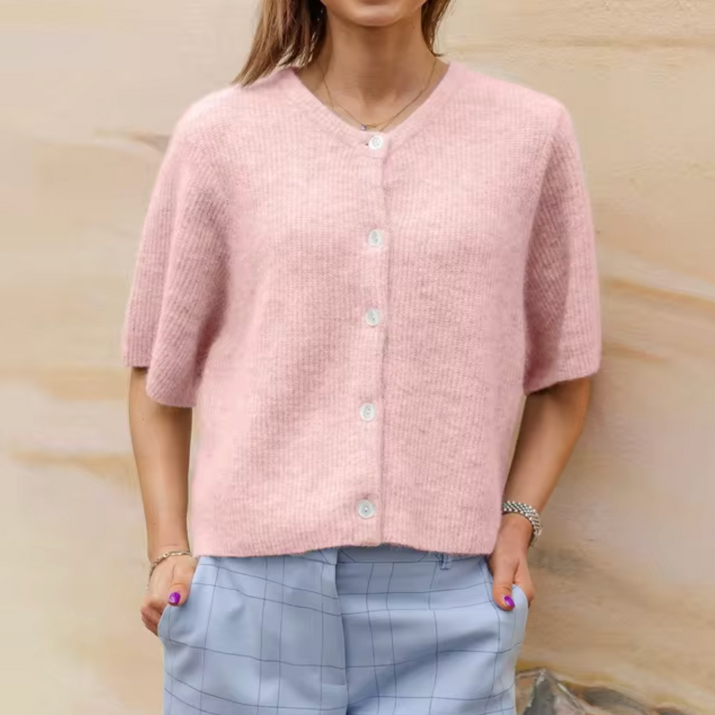 GR | Short Knit Cardigan with Buttons for Women
