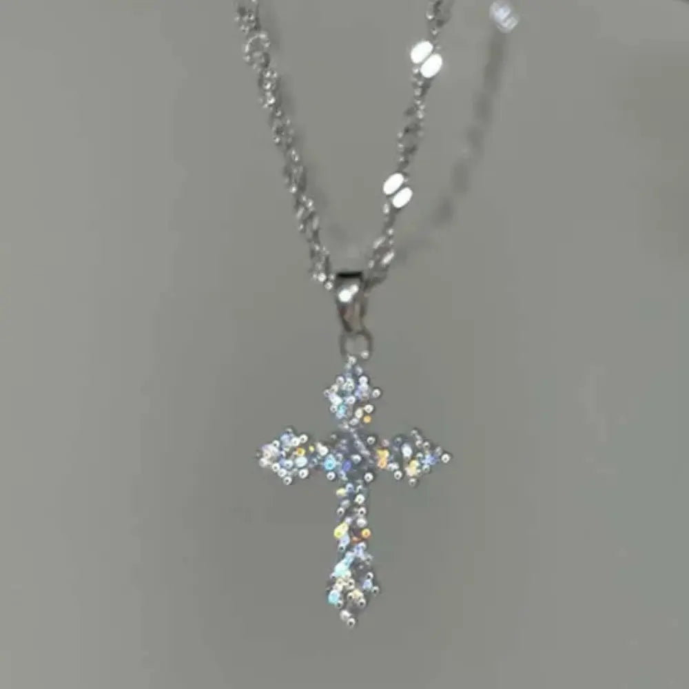 GR | Crystal Zircon Cross Pendant Necklace for Women