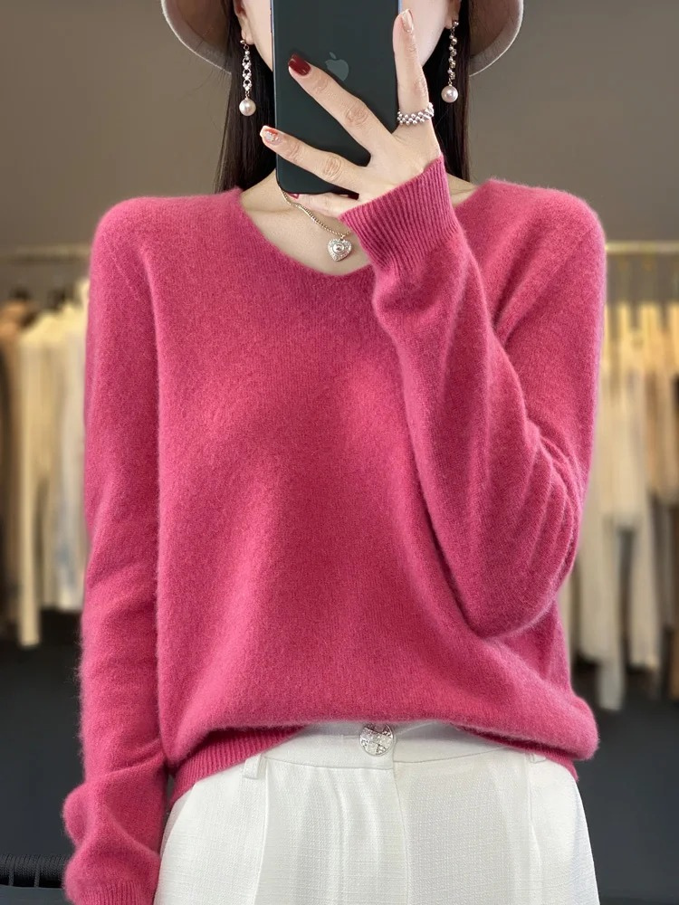GR | Women's Cashmere Pullover, Elegant V-neck, Soft & Comfortable