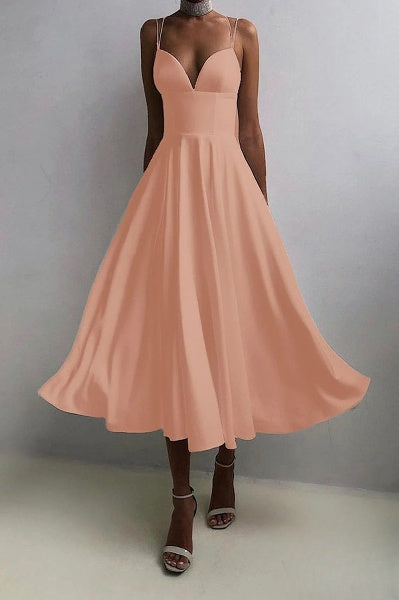 GR | elegantes Midi-Kleid mit Spaghettiträgern für besondere Anlässe