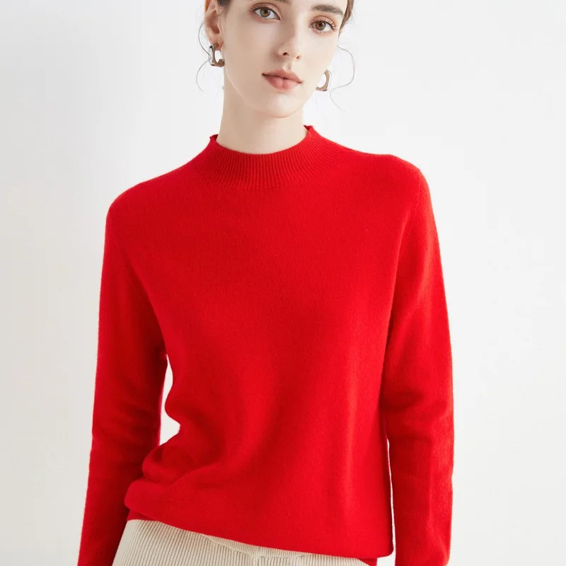 GR | Women's Cashmere Round Neck Sweater - Soft and Lightweight Knit Sweater