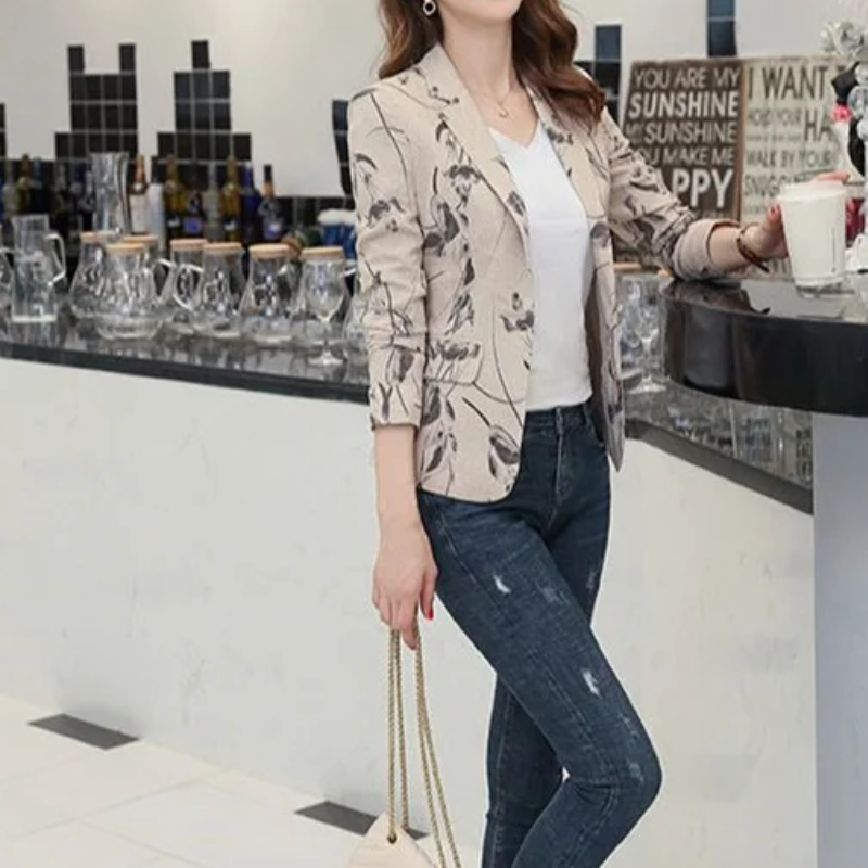 GR | Women's Floral Pattern Blazer Perfect for Spring and Summer