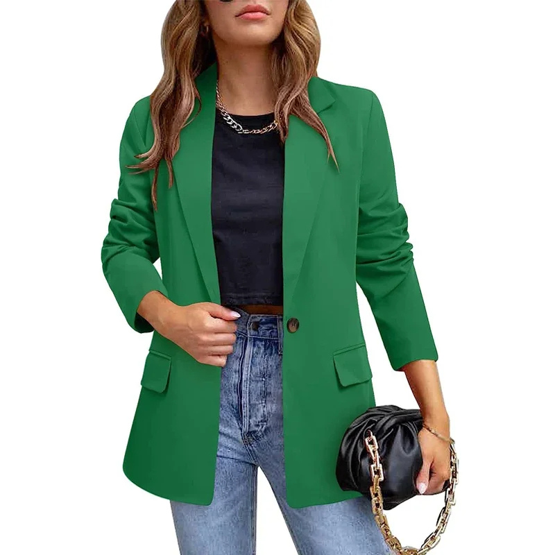 GR | Long women's blazer with flap pockets and tailored cut