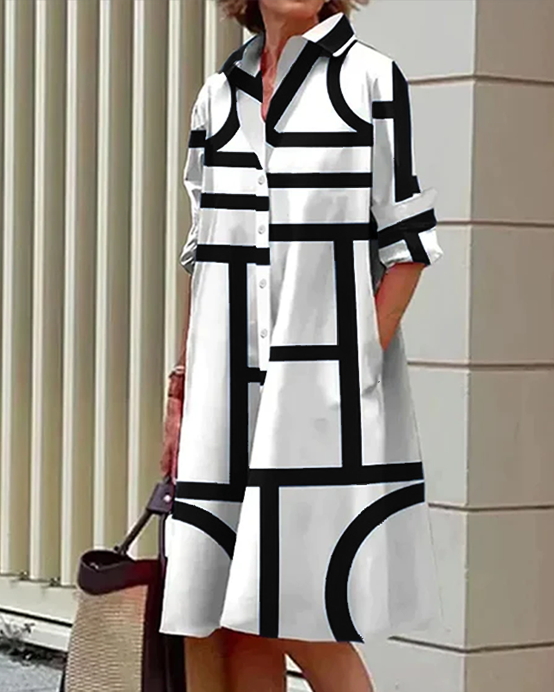 GR | Dress with pockets and geometric print
