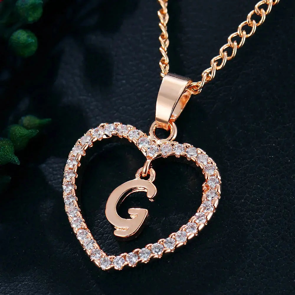 GR | Letter Zircon Love Necklace Jewelry Pendant
