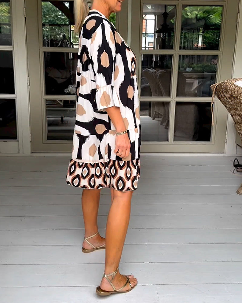 GR A-line Kleid | Stilvolles bedrucktes Midi-Sommerkleid für Frauen mit Taschen