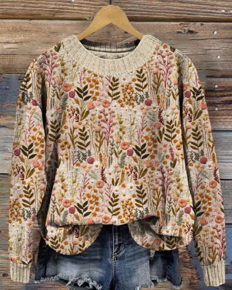 GR | Bequemer Blumenpullover