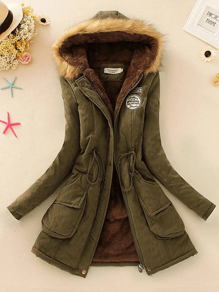 GR | Women's parka in mid-length style with zipper