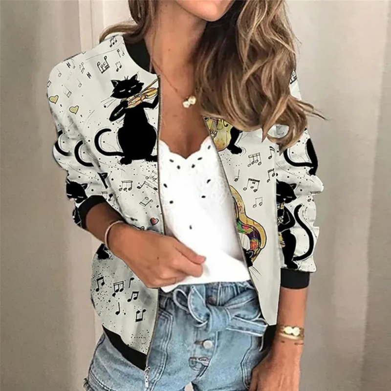 GR | Printed zip-up jacket for women