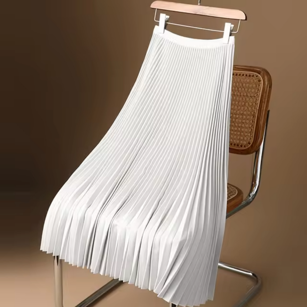 GR | Pleated cotton satin maxi skirt