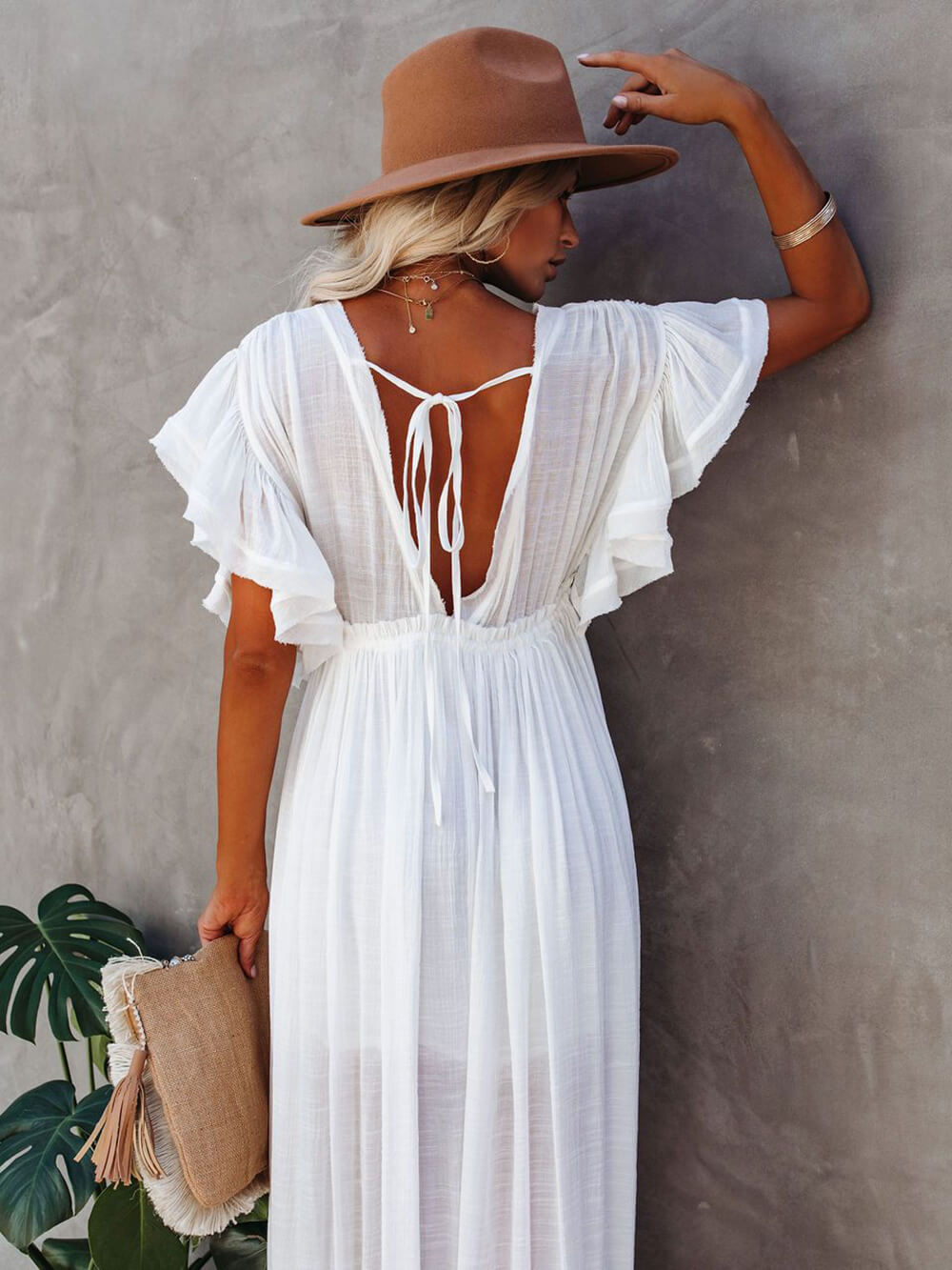 GR | Style Maxi Dress with Flutter Sleeves for Women