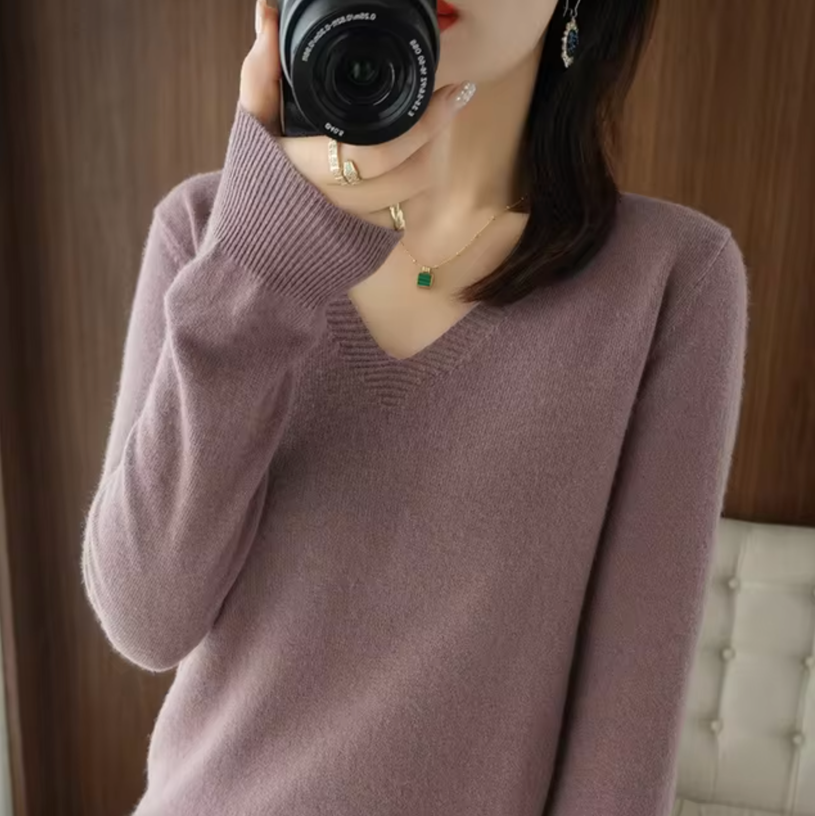GR | V-Ausschnitt Strickpullover
