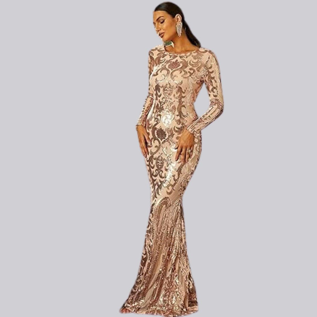 GR | Evening dress with long sleeves and sequins