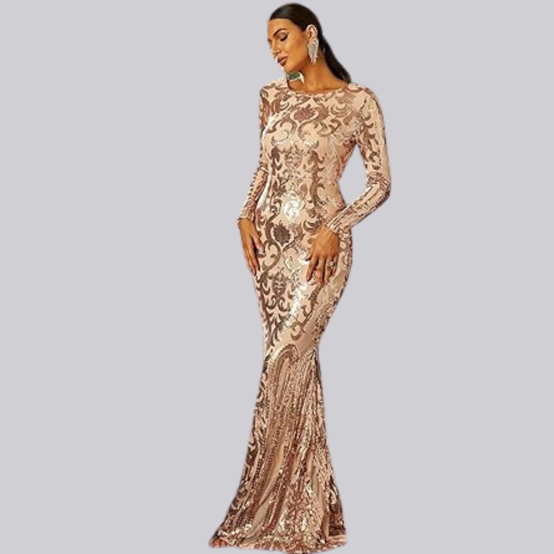 GR | Evening dress with long sleeves and sequins