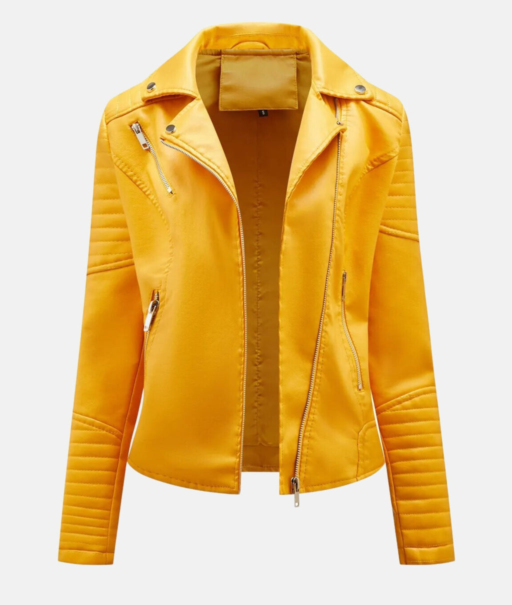 GR | Women's leather jacket without hood - Stylish biker jacket