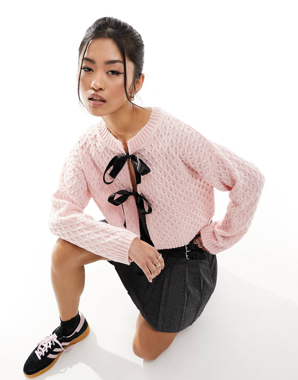 GR | Contrast Short Tie Cardigan