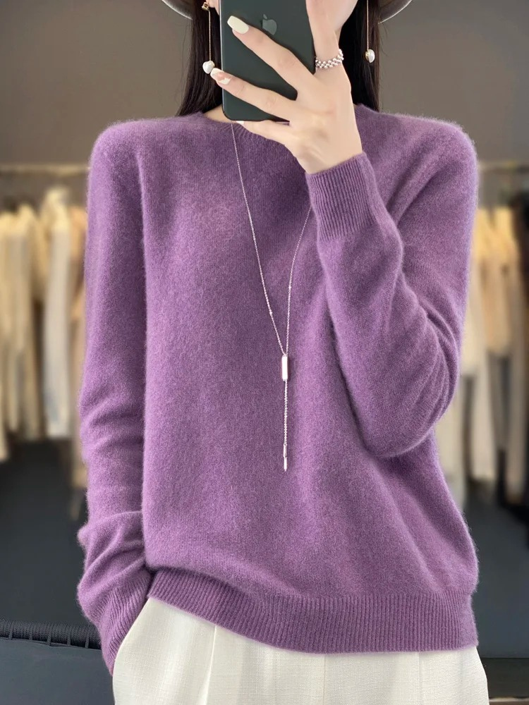 GR | Kaschmir Pullover Damen Runder Ausschnitt Weicher und Eleganter Strickpullover