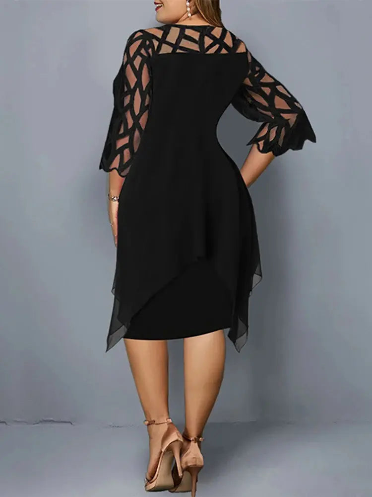 GR | Elegantes Plus Size Spitzen Midi Kleid
