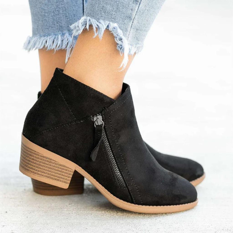 GR | Women's suede boots with a comfortable fit and zipper
