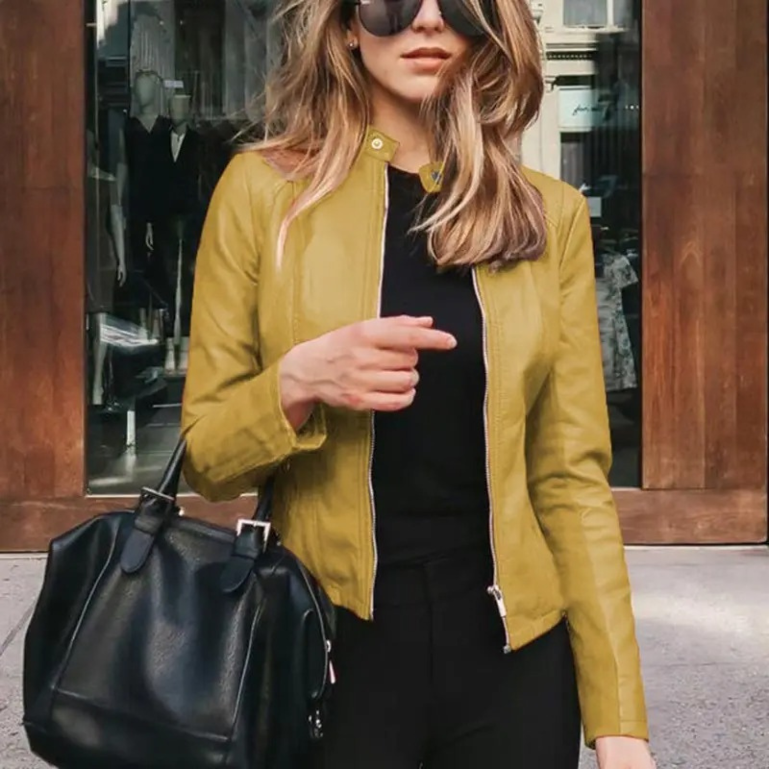 GR - women's leather motorcycle jacket