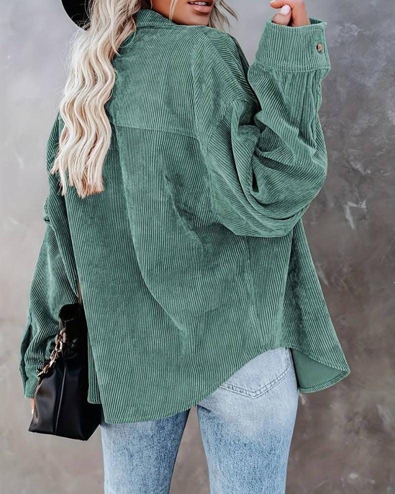 GR - Women's oversized corduroy shirt for casual chic
