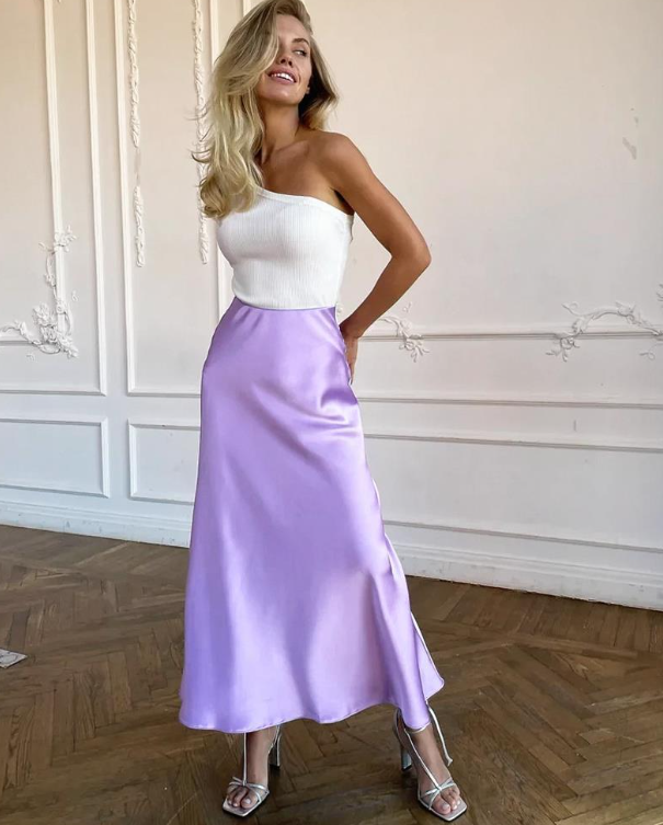 GR | Stylish high-waisted skirt Silky Ice Silk skirt 