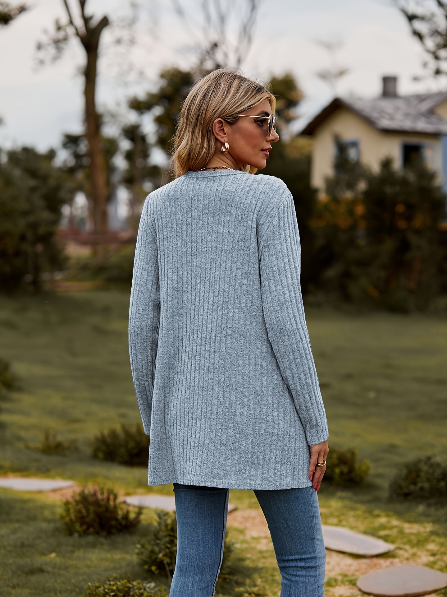 GR Warmer Gerippter Baumwolle Strickcardigan Für Damen | Perfekt Für Lässige Tage