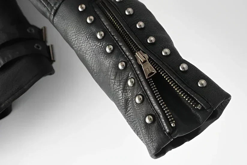 GR | Leather jacket with embroidery