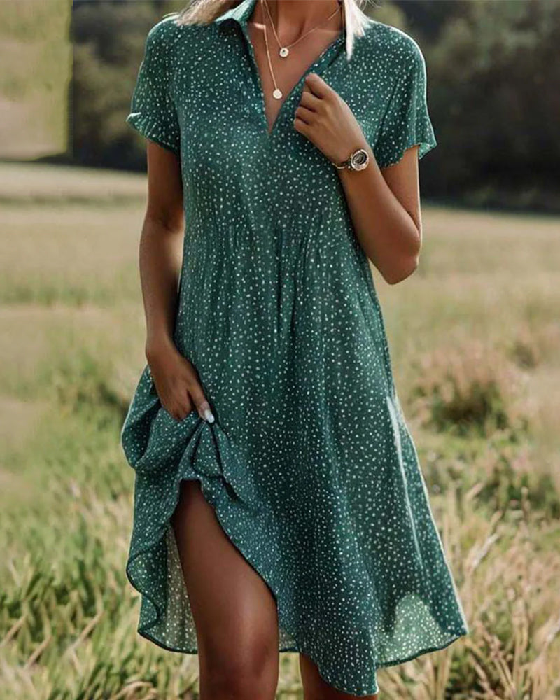 GR | Casual green dress with shirt collar