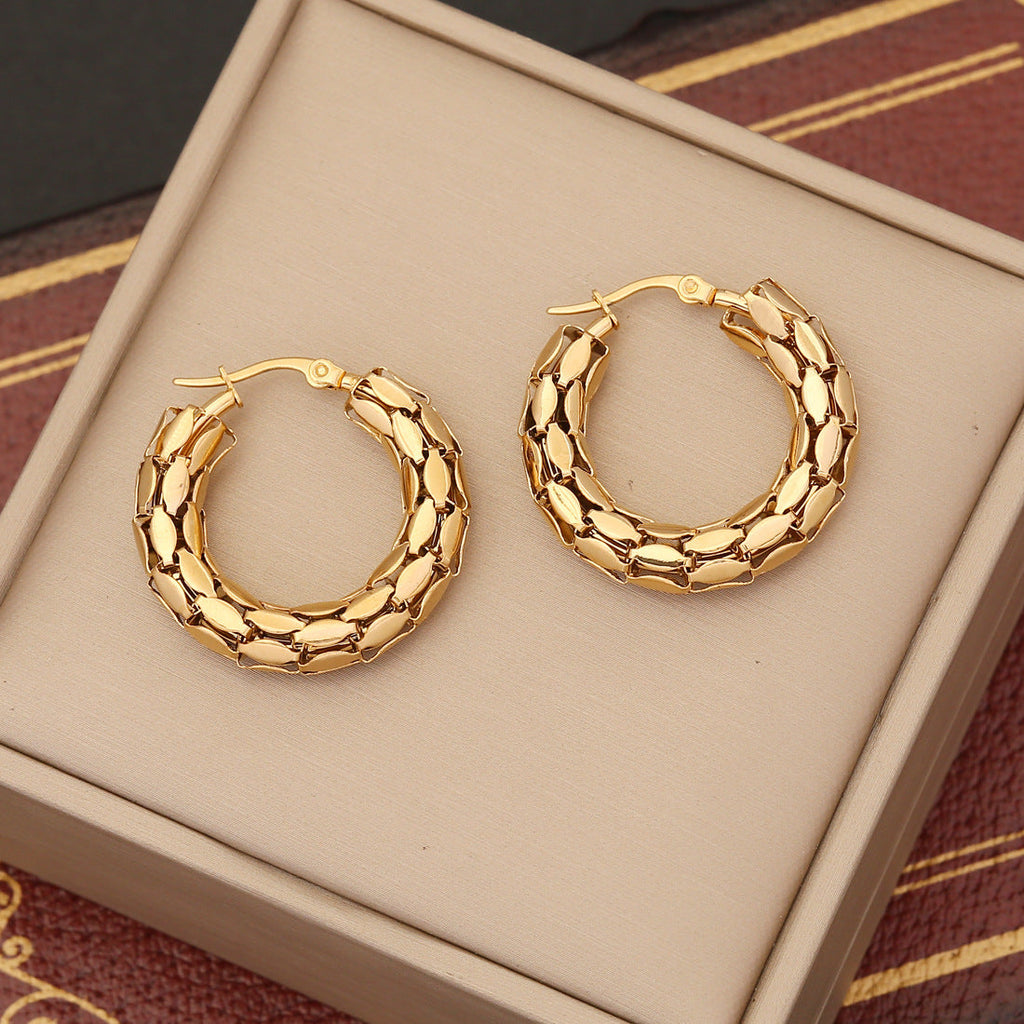 GR | Metal Exaggerated Stainless Steel Stud Earrings