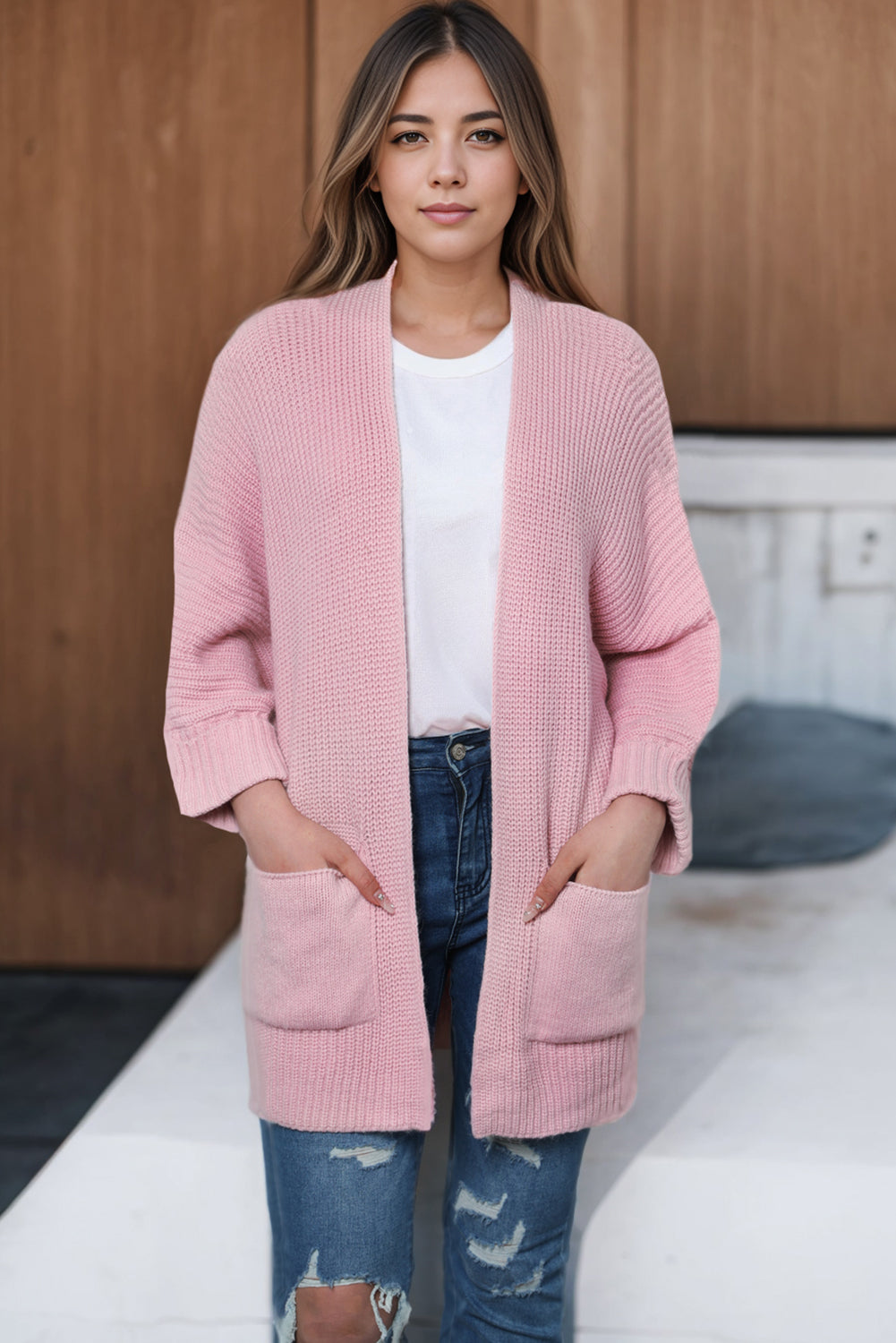 GR | Oversized-Strickweste mit Wickelärmeln Für Frauen
