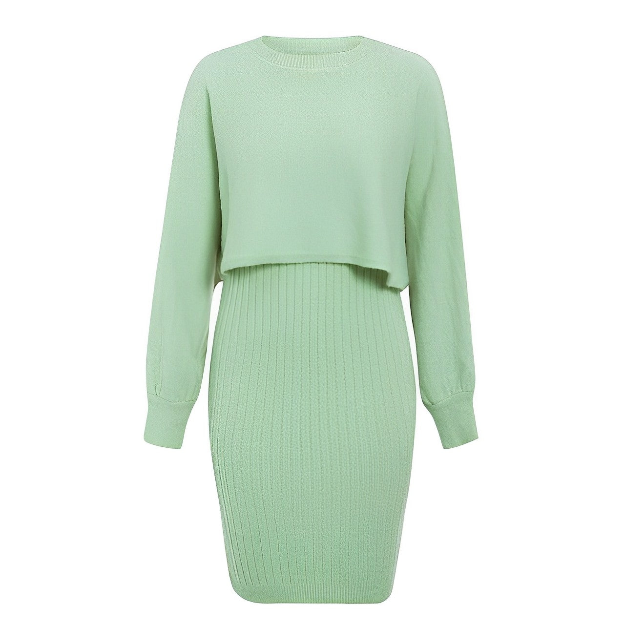 GR | 2-piece knitted dress with flutter sleeves