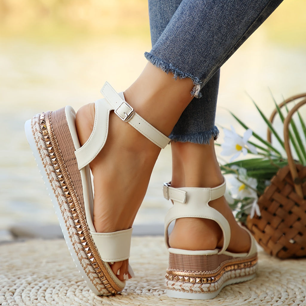 GR | Elegant Women's Buckle Comfort Platform Sandals