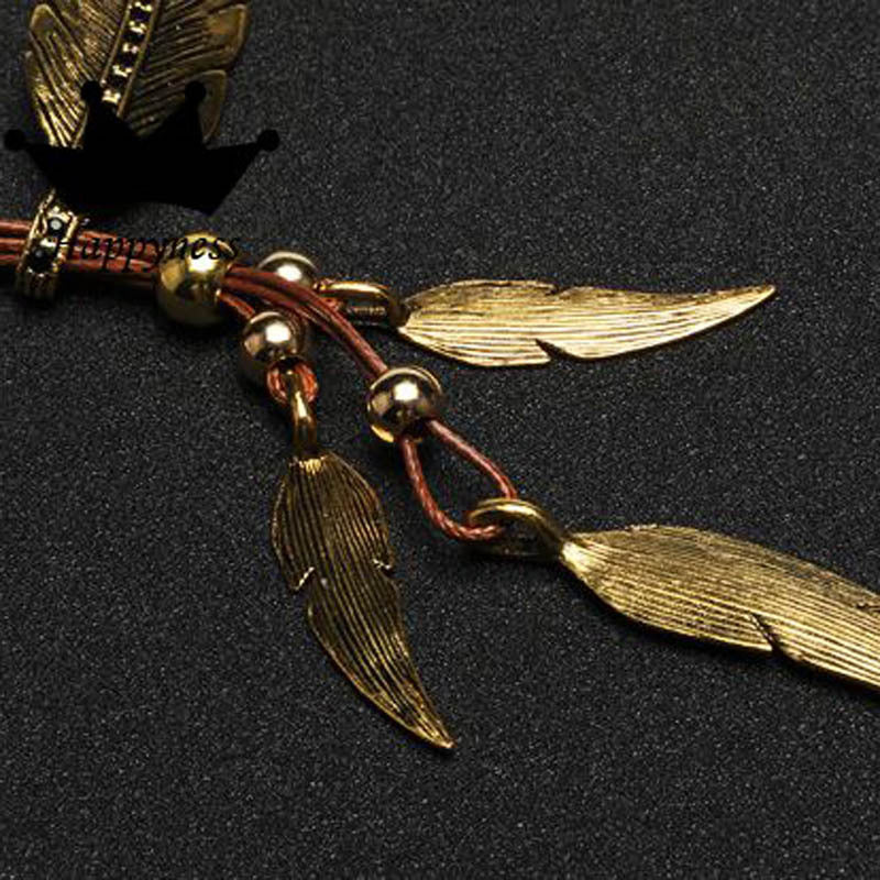 GR | Golden Feather Necklace in Boho Style