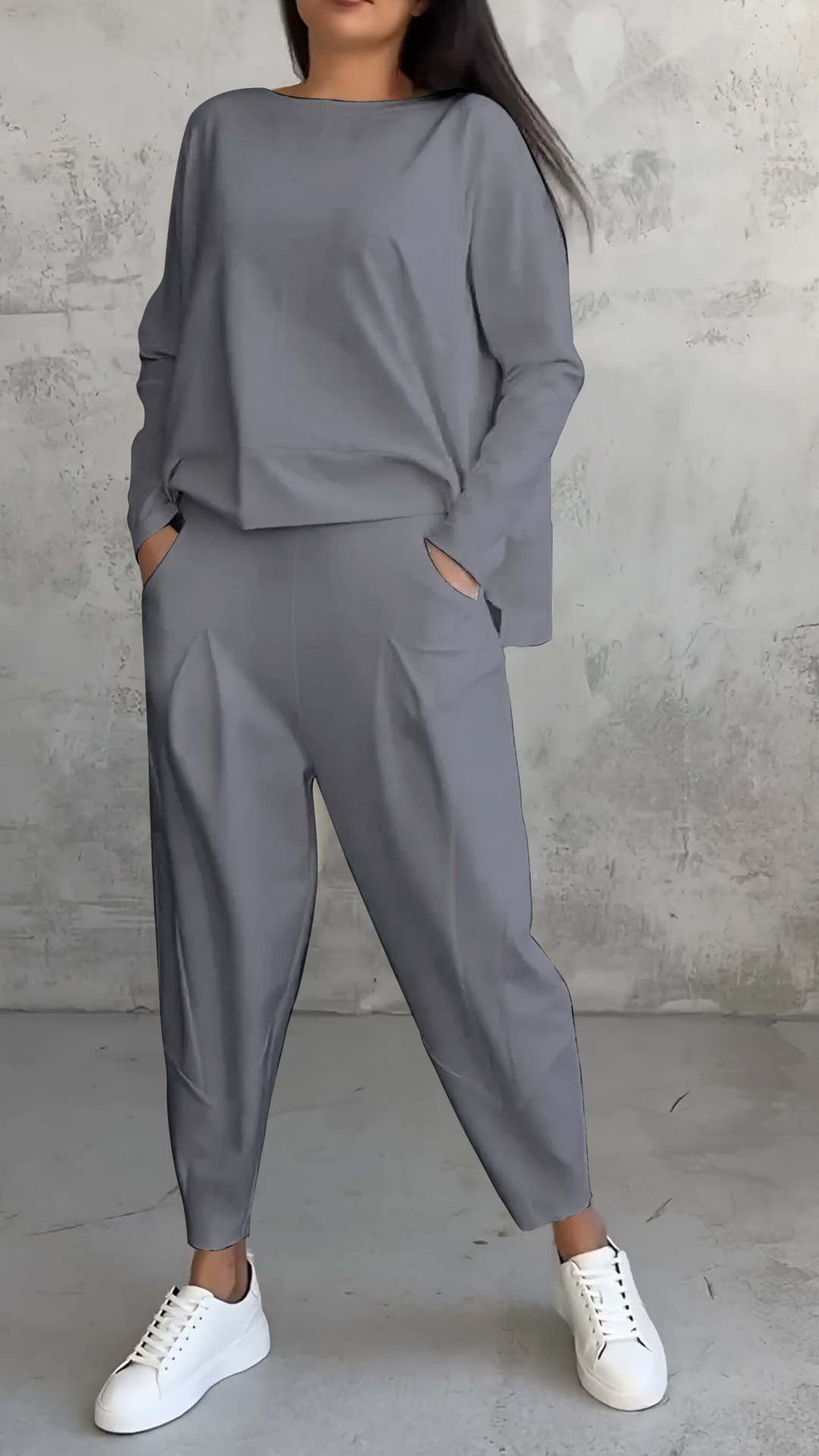 GR | Hosenanzug Mit Langen Ärmeln Für Frauen, Unregelmäßiges Design