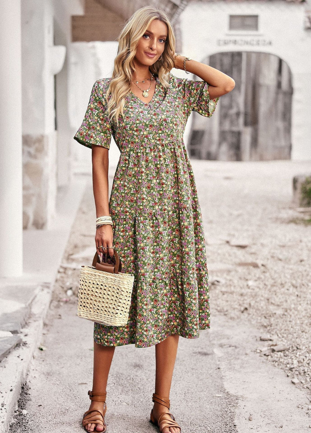 GR | Elegant V-neck dress for women