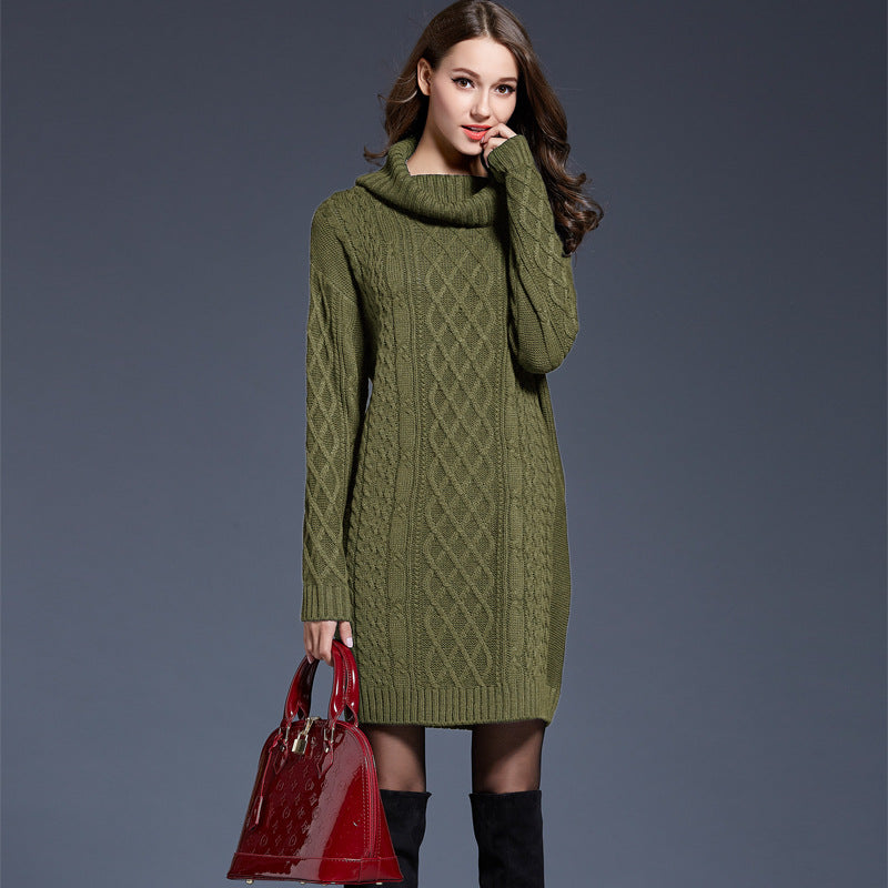 GR | Hochhals Lange Strickkleid