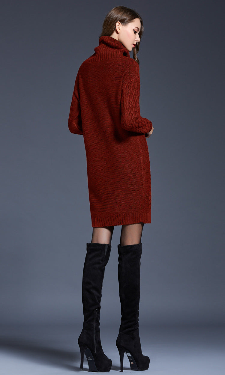 GR | Hochhals Lange Strickkleid