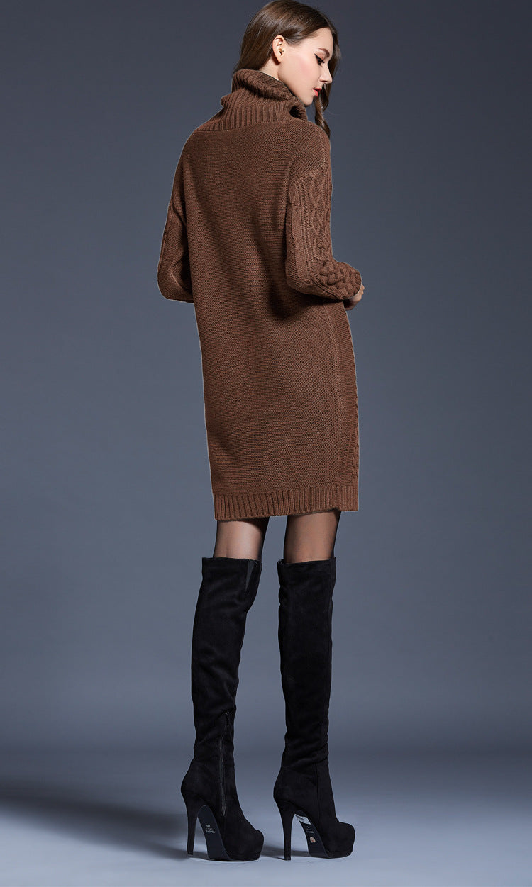 GR | Hochhals Lange Strickkleid