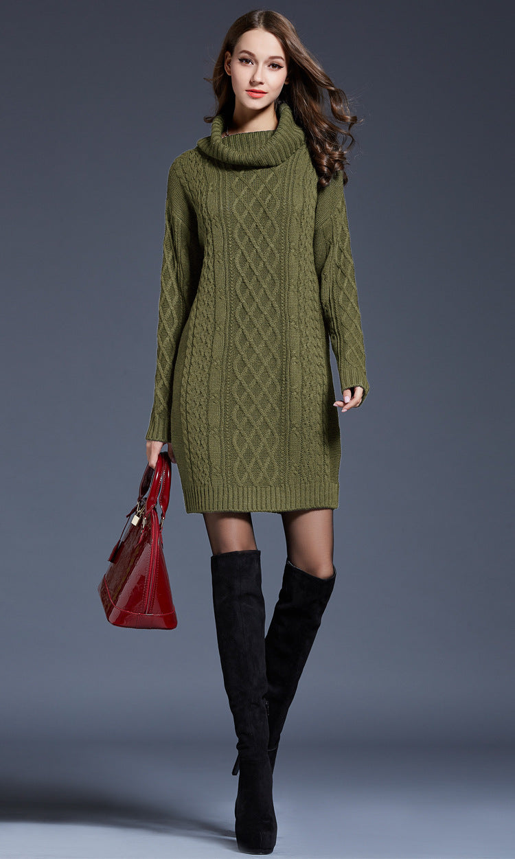 GR | Hochhals Lange Strickkleid