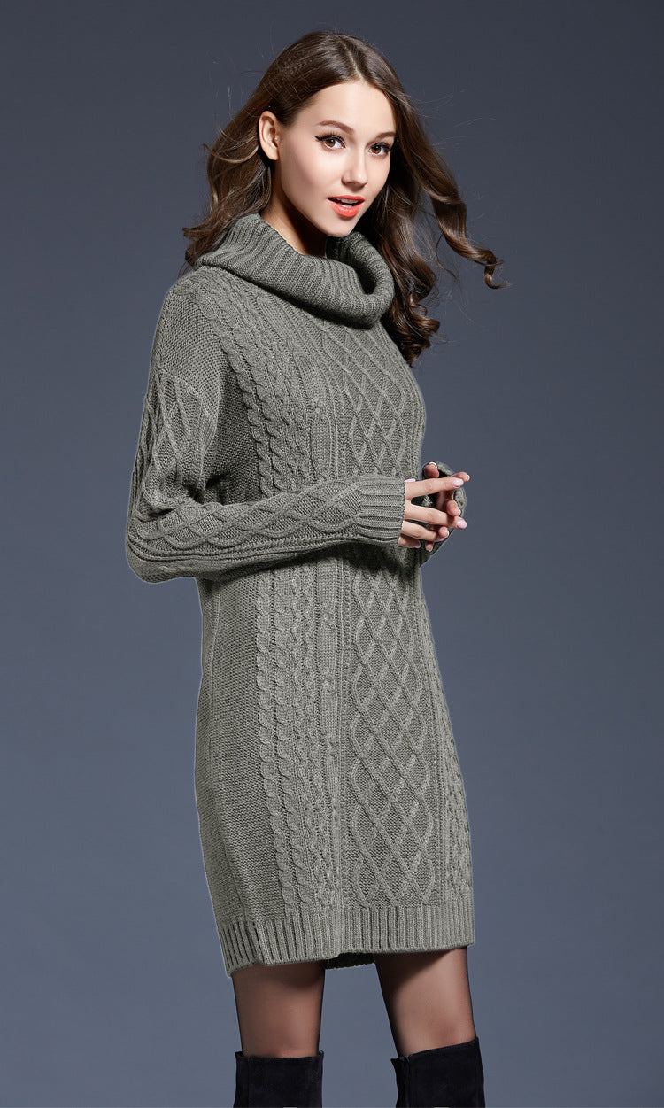 GR | Hochhals Lange Strickkleid