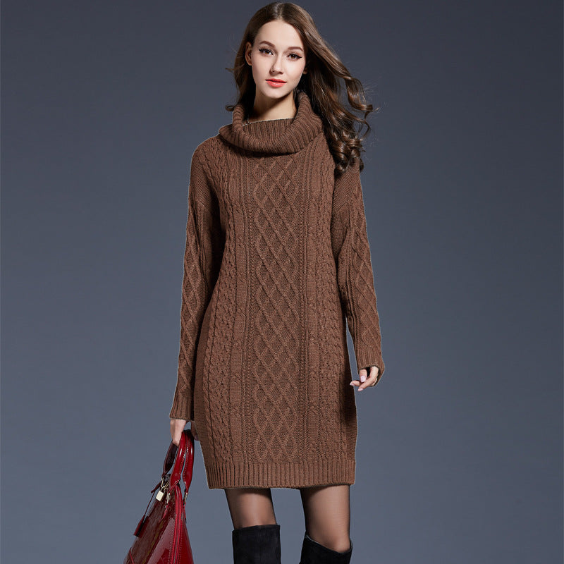 GR | Hochhals Lange Strickkleid