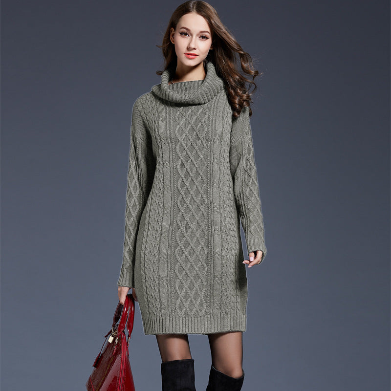 GR | Hochhals Lange Strickkleid