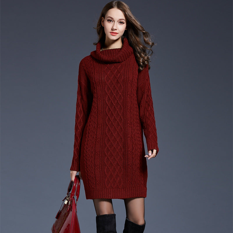 GR | Hochhals Lange Strickkleid