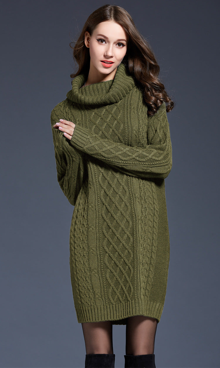 GR | Hochhals Lange Strickkleid