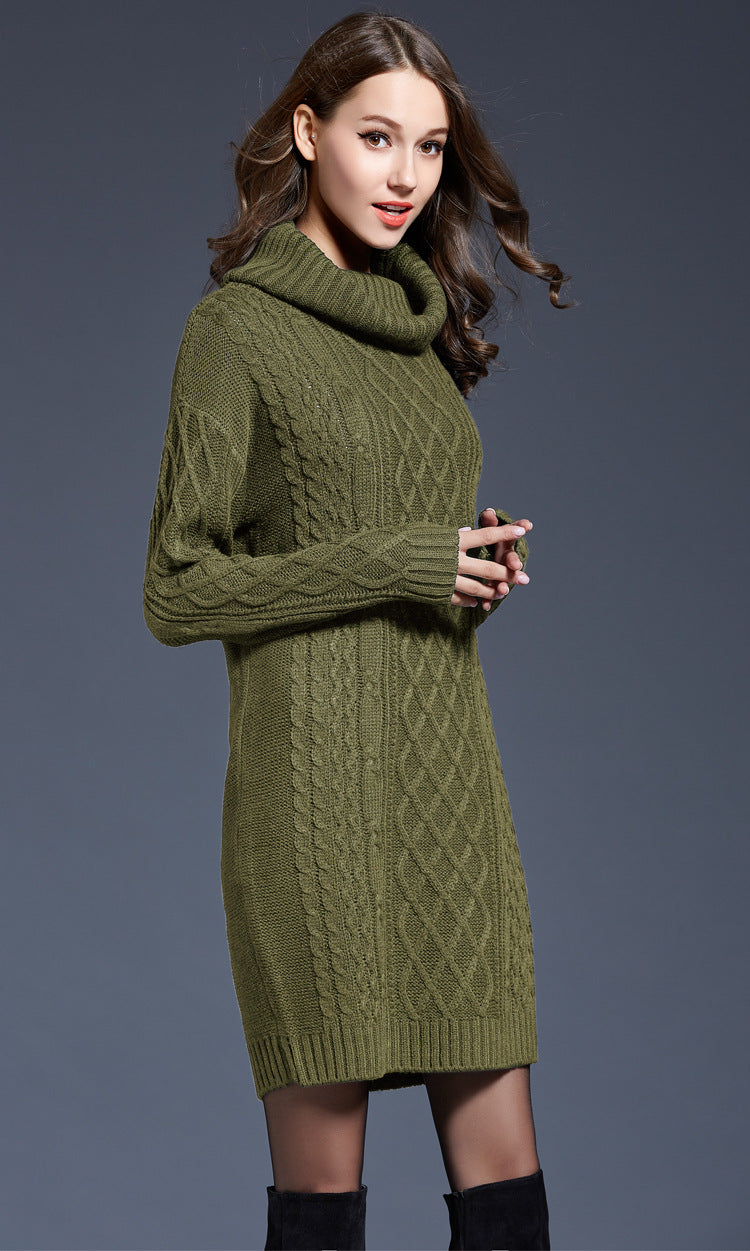 GR | Hochhals Lange Strickkleid